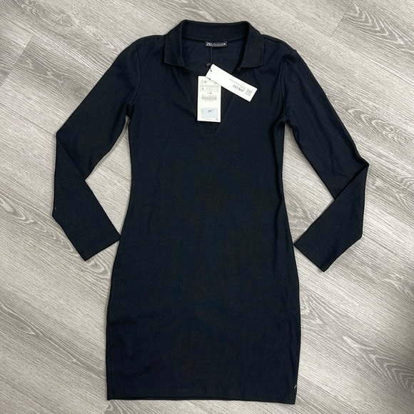 Black Long Sleeve Dress Zara Size L ( Large ) - Picture 1 of 3